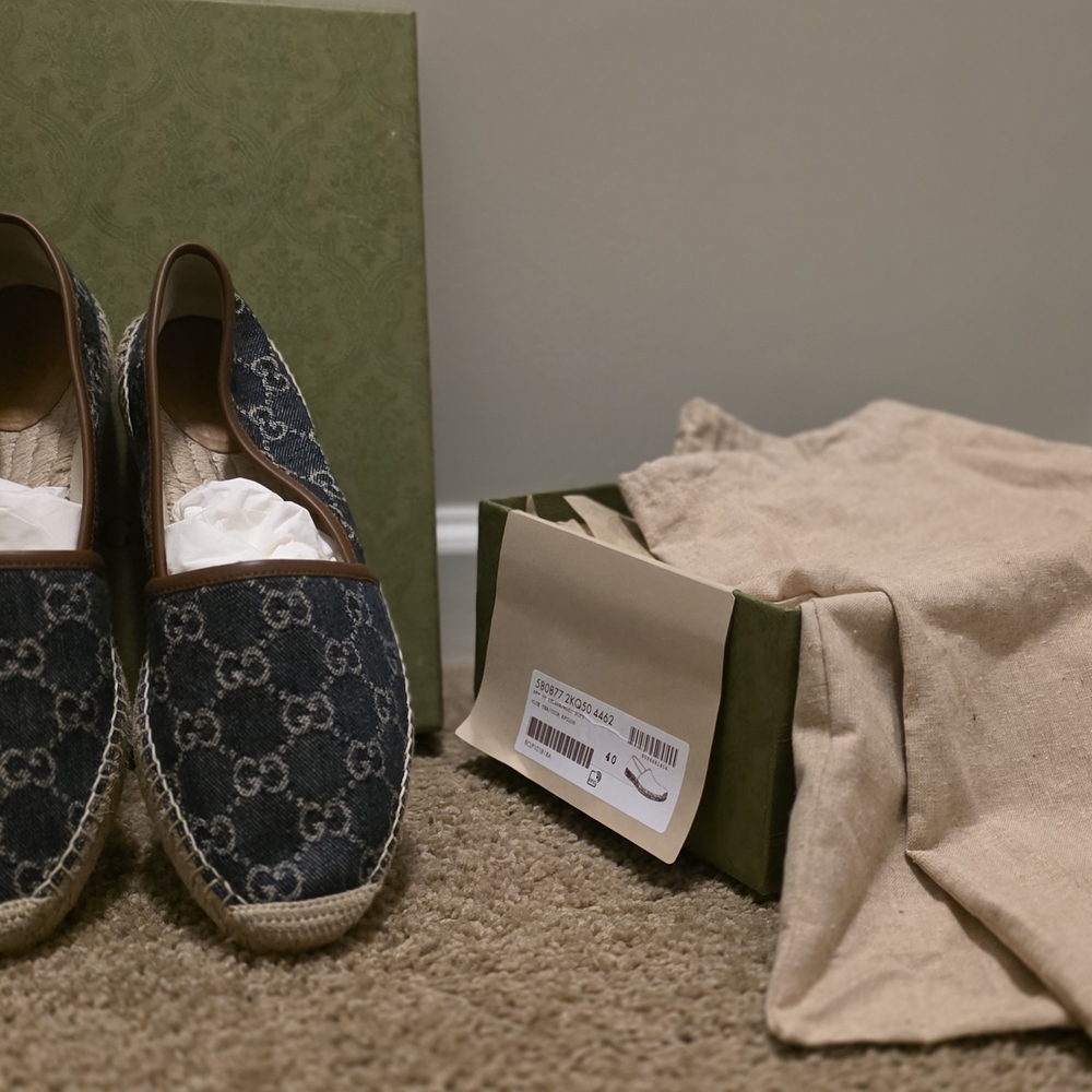 Gucci Blue Monogram Denim Espadrilles - Picture 4 of 5